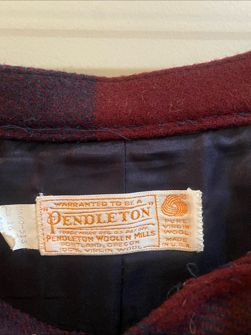 Pendleton Maroon and Navy Plaid A-Line Skirt Wool VGUC VTG 16 - Picture 2 of 13